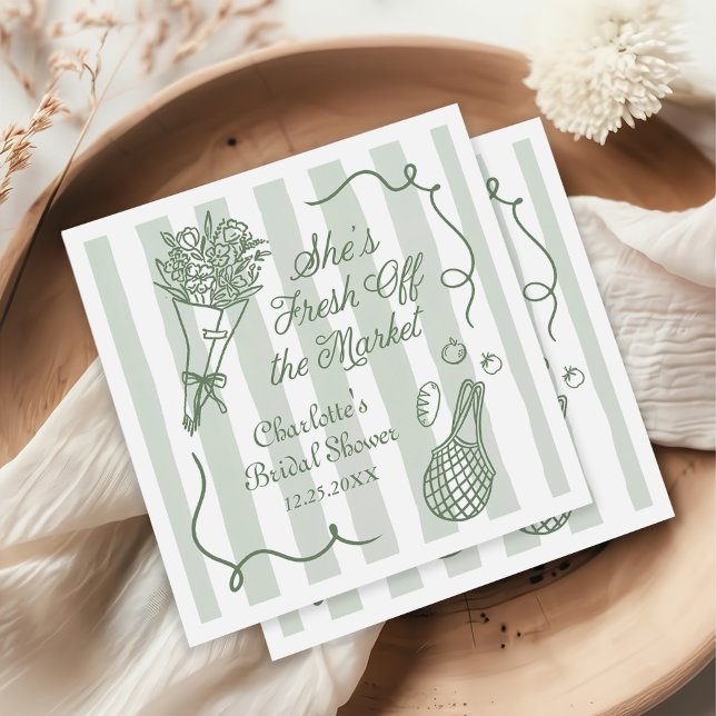 Handrawn Fresh Off the Market Bridal Shower Napkin (Creator Uploaded)