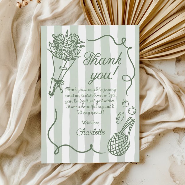 Handrawn Fresh Off the Market Bridal Shower Thank You Card (Creator Uploaded)