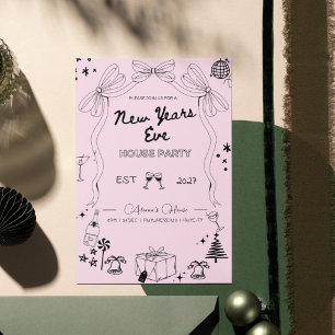 Handrawn Whimsical New Years Eve Party Invitation
