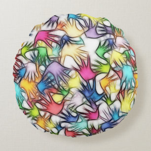 Hands abstract background texture round cushion