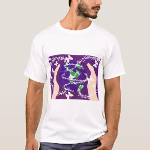 Hands and Butterflies Around the World on Purple T-Shirt