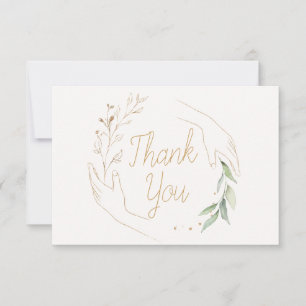 Hands and leaves Thank You Business card