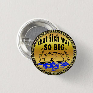 Hands apart showing a fish and a boat with water 3 cm round badge