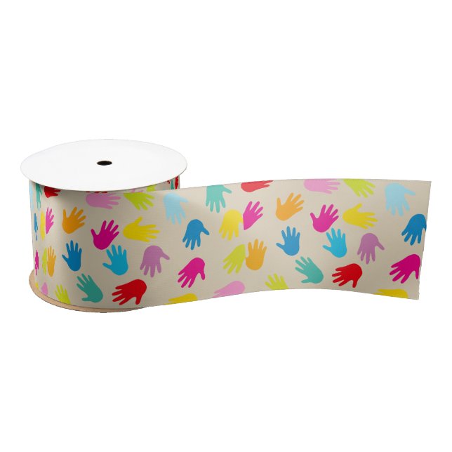 Hands around the world ribbon satin ribbon (Spool)