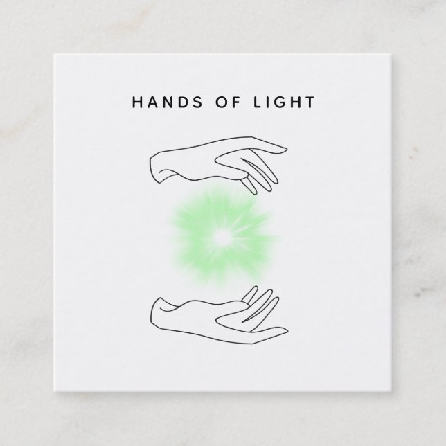 *~* Hands Ball Energy + Lights Reiki Healing Square Business Card (Front)