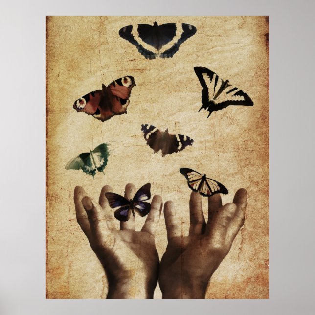 Hands Butterflies Artwork Poster (Front)