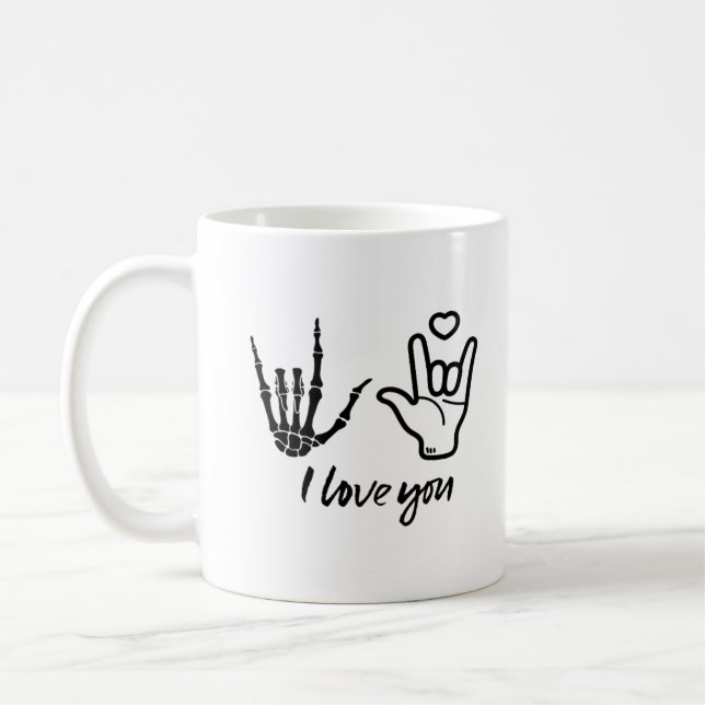 Hands Forming - Skeleton Heart Hands  Coffee Mug (Left)