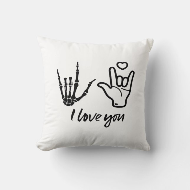Hands Forming - Skeleton Heart Hands  Cushion (Front)