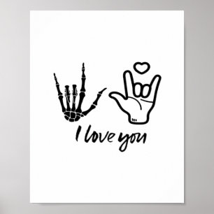 Hands Forming Skeleton Heart Hands Minimal Touch Poster