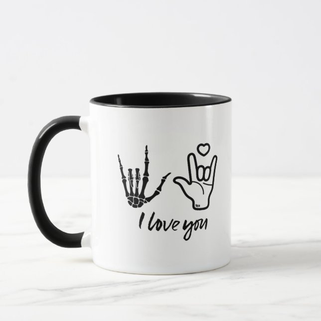 Hands Forming - Skeleton Heart Hands  Mug (Left)