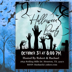 Hands From The Graveyard Spooky Adult Halloween Invitation