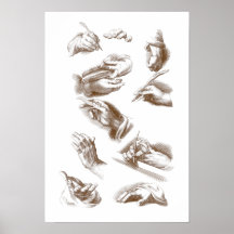 Hands, gestures, drawing, 17th century, vintage