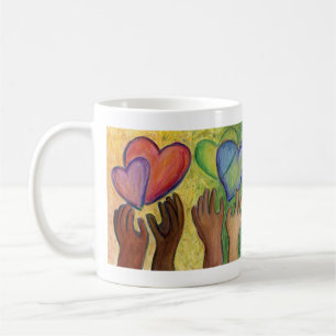 Hands & Heart Diversity Love Art Custom Coffee Mug