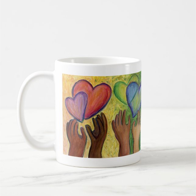Hands & Heart Diversity Love Art Custom Coffee Mug (Left)