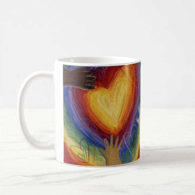 Hands & Heart Diversity Love Art Custom Coffee Mug (Left)