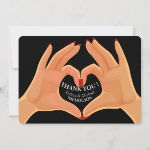 Hands Heart Love Sign Modern Thank You Card