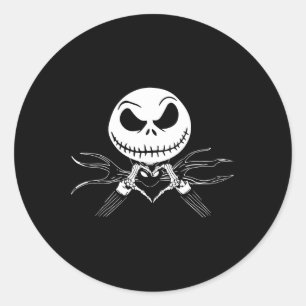 Hands Heart Sign Funny Skull Halloween Costume Classic Round Sticker