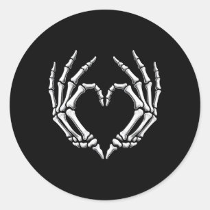 Hands Heart Sign Retro Halloween Costume Women Gir Classic Round Sticker