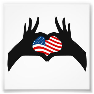 Hands Heart Symbol United States American Flag Photo Print