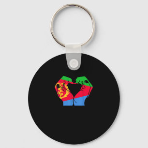 Hands Heart With Eritrean Flag Key Ring