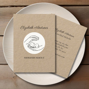 Hands holding a baby -white dot-simpel-modern business card