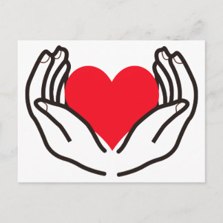 Hands Holding Heart Postcard
