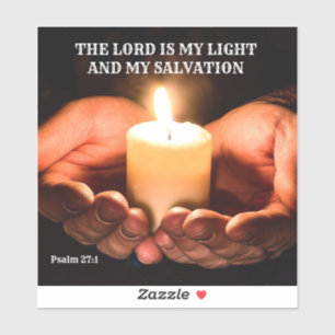 Hands Holding Lighted Candle with Bible message