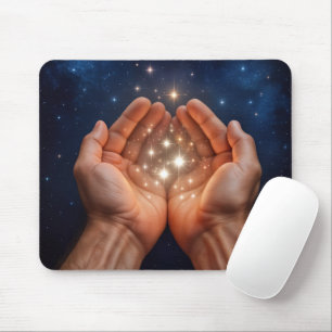 Hands Holding Night Stars Mouse Mat