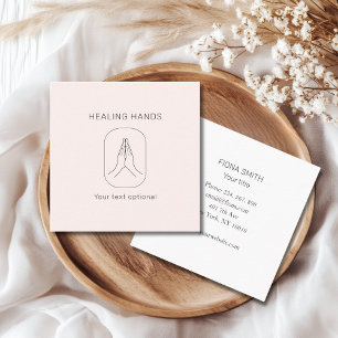 Hands Illustration Blush White Square Business Card