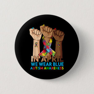 Hands In April We Wear Blue Autism Awareness 6 Cm Round Badge
