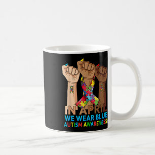 Hands In April We Wear Blue Autism Awareness Coffee Mug