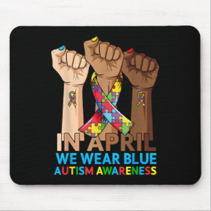 Hands In April We Wear Blue Autism Awareness Mouse Mat