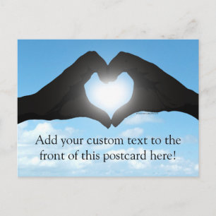 Hands in Heart Shape Silhouette on Blue Sky Postcard