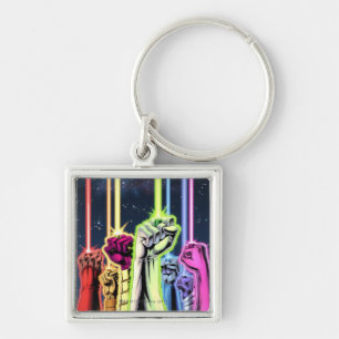 Hands in the air with rings -Colour Key Ring