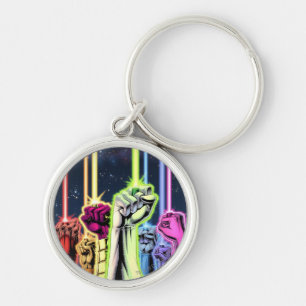 Hands in the air with rings -Colour Key Ring
