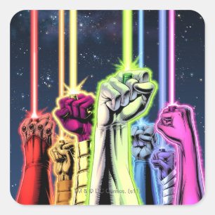 Hands in the air with rings -Colour Square Sticker