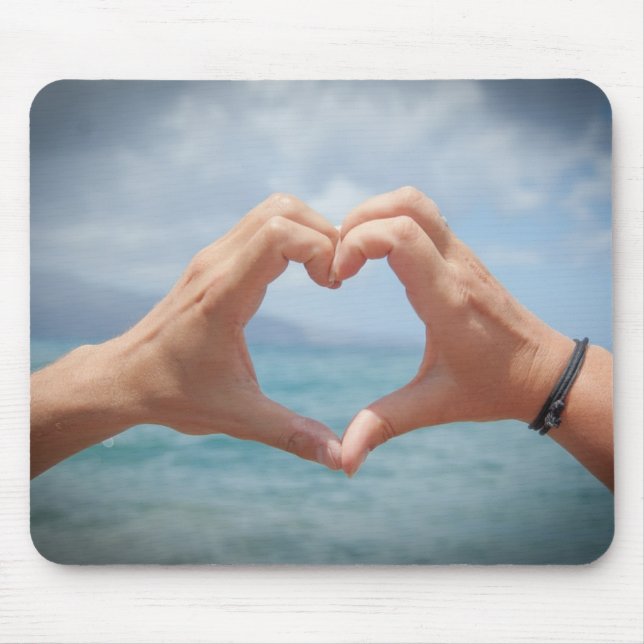 Hands making a heart mousepad- light background mouse mat (Front)