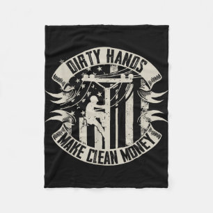 Hands may be dirty but money is clean electrician fleece blanket