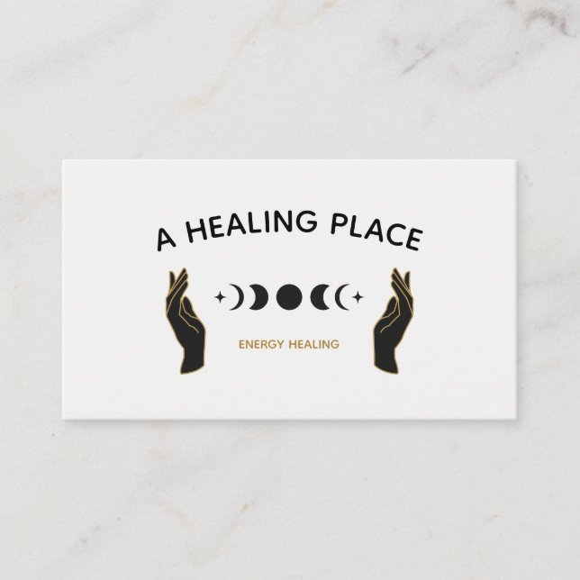 Hands Moon Phases Energy Worker Business Card (Front)