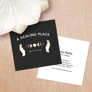 Hands Moon Phases Energy Worker Square Business Card
