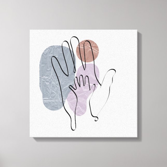 Hands Mother Child Line Art Love Canvas Print (Front)