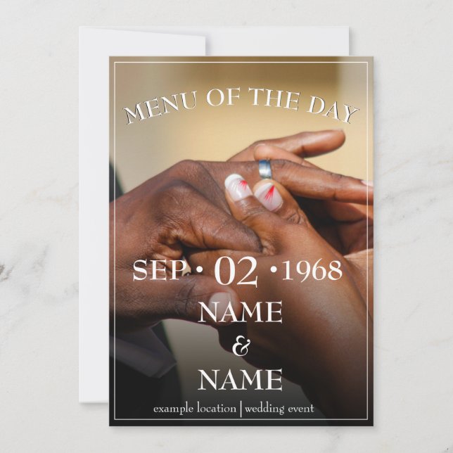 Hands of a coloured wedding couple pin on ring (Front)