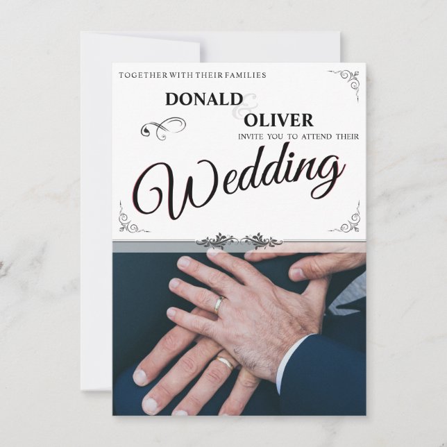 Hands of a Gay Wedding Couple with Rings (Front)