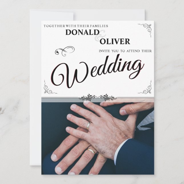 Hands of a Gay Wedding Couple with Rings (Front)