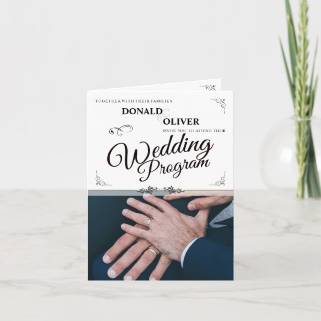 Hands of a Gay Wedding Couple with Rings Card (Front)