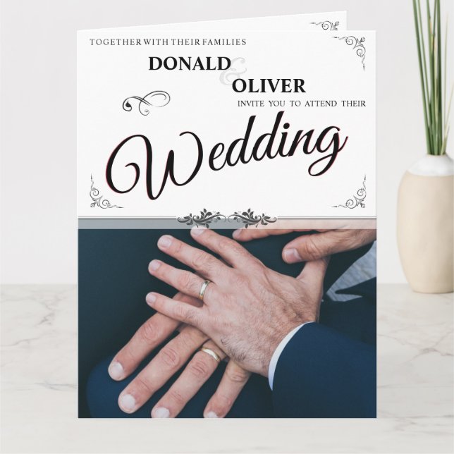 Hands of a Gay Wedding Couple with Rings Card (Front)