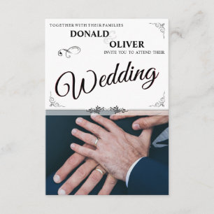 Hands of a Gay Wedding Couple with Rings Enclosure Card