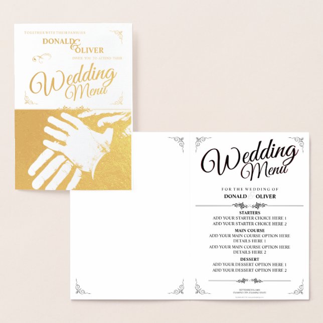 Hands of a Gay Wedding Couple with Rings Foil Card (Display)