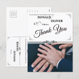 Hands of a Gay Wedding Couple with Rings Holiday Postcard