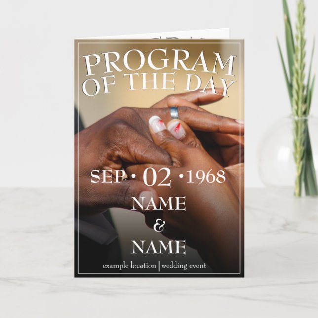 Hands of a wedding couple with a ring announcement (Front)